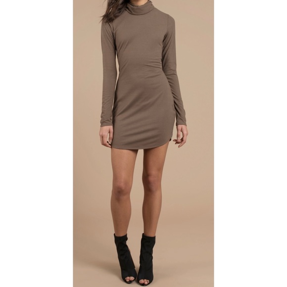 Tobi Dresses & Skirts - Tobi JUDD TURTLENECK RIB KNIT DRESS IN TAUPE